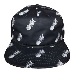 Pineapple Strapback Hat Cap Black White Allover Tropical‎ Print New